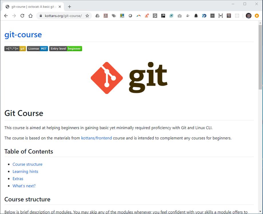 Źródło: Git course. Projekt na GitHub